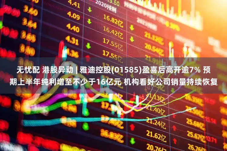无忧配 港股异动 | 雅迪控股(01585)盈喜后高开逾7% 预期上半年纯利增至不少于16亿元 机构看好公司销量持续恢复