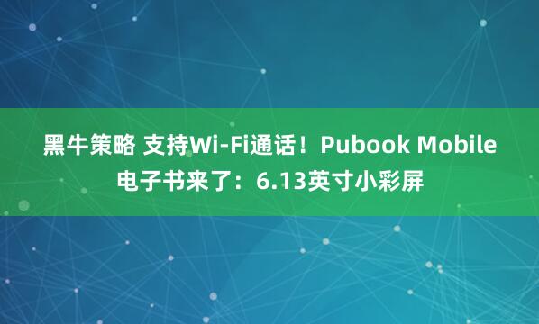 黑牛策略 支持Wi-Fi通话！Pubook Mobile电子书来了：6.13英寸小彩屏