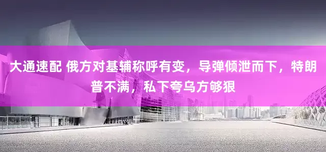 大通速配 俄方对基辅称呼有变，导弹倾泄而下，特朗普不满，私下夸乌方够狠